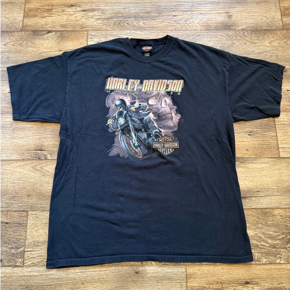 Harley Davidson Motorcycles 3D Skull Graphic Black Tee Shirt